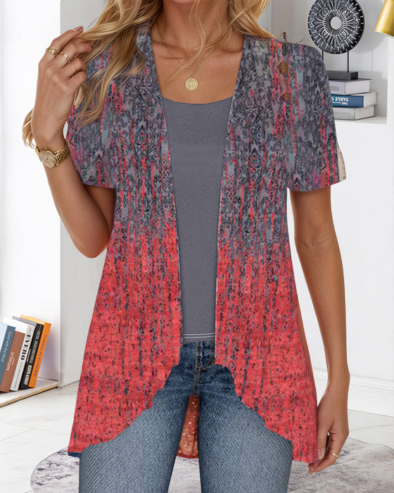 Fake Two-Piece Short-Sleeved Irregular Blouse