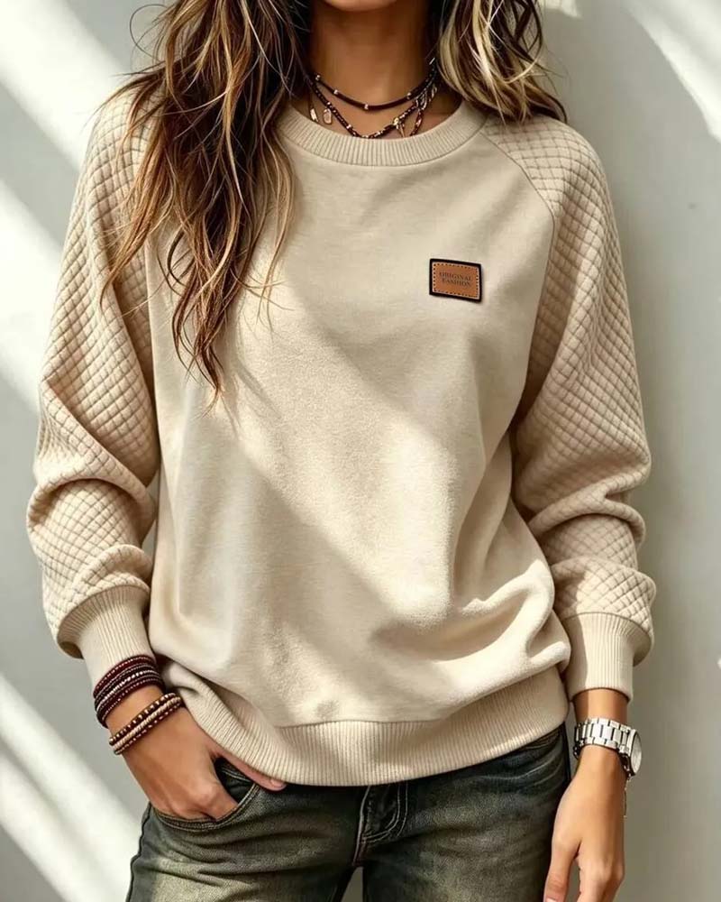 Crewneck Argyle Raglan Sleeve Pullover Sweatshirt