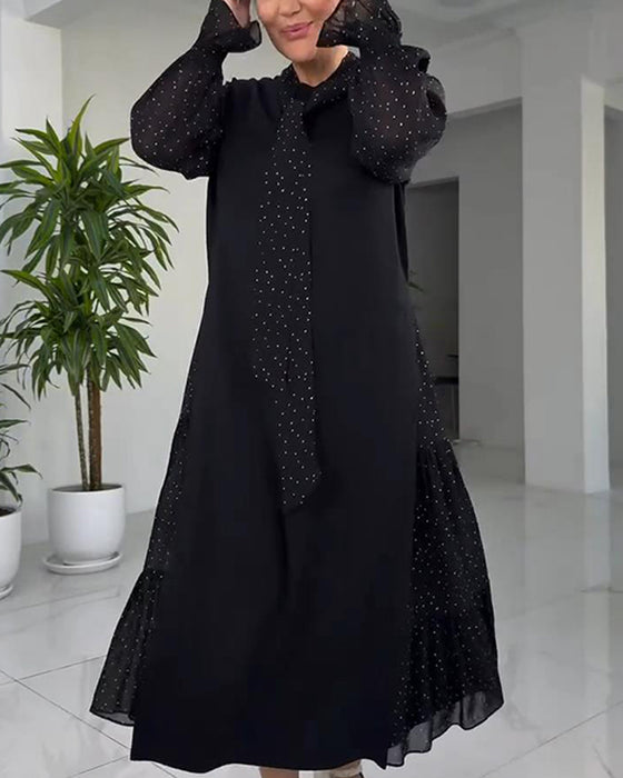 Faux Two-Piece Lace Ribbon Patchwork Dress