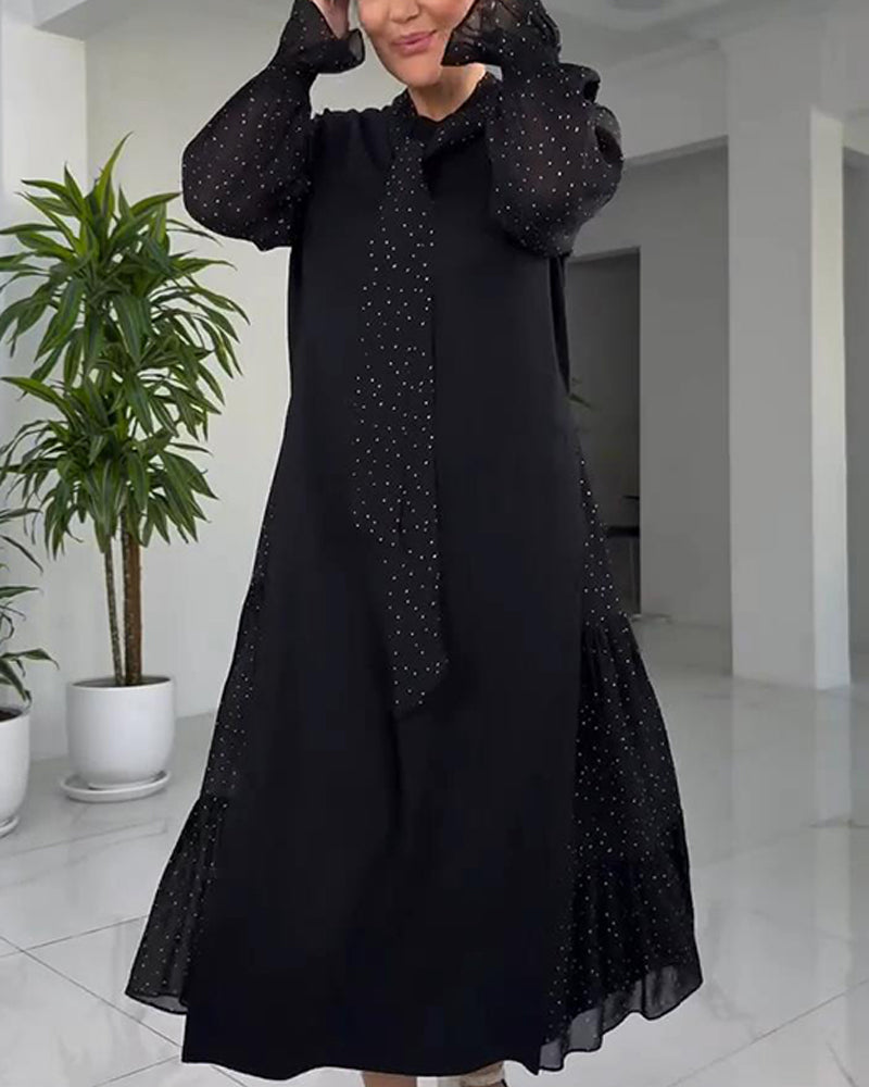 Faux Two-Piece Lace Ribbon Patchwork Dress