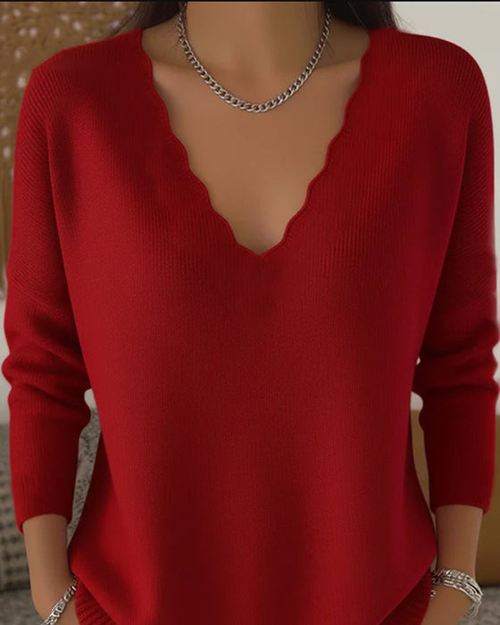 V-Neck Soft Knitted Pullover