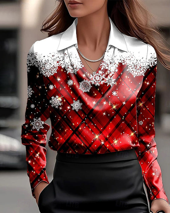 Fashionable Snowflake Print Blouse