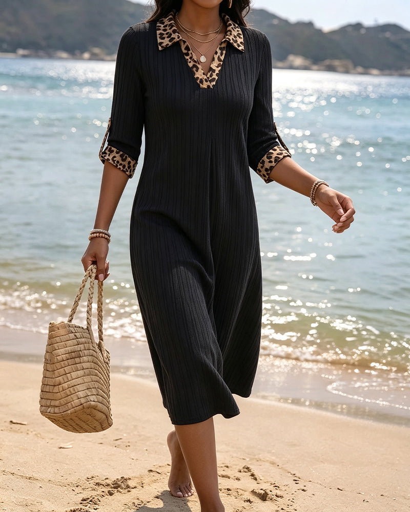 Casual Leopard Print Lapel Blouse