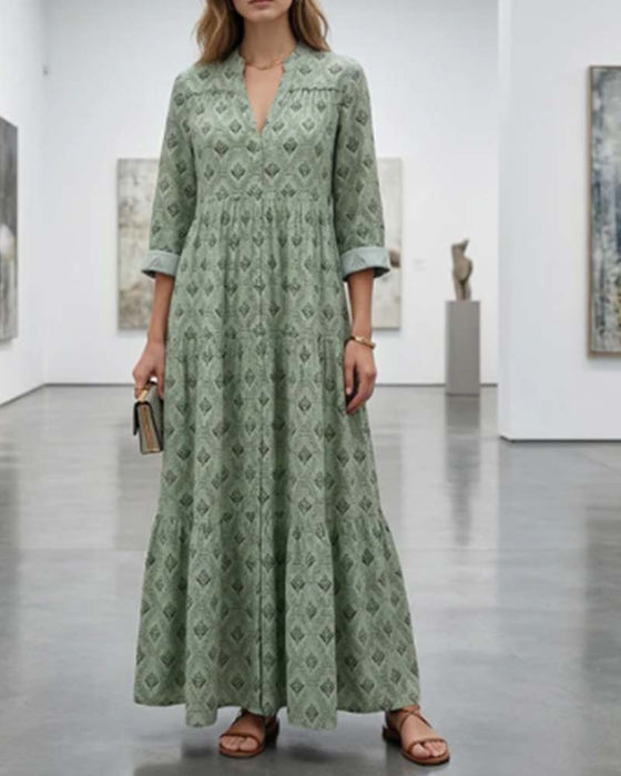 Vintage V-Neck Floral Dress