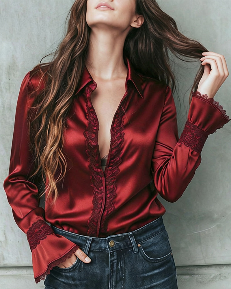 Lace-Trimmed Fashion Blouse