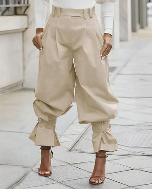 Design Cuffed Pleated Casual Pants