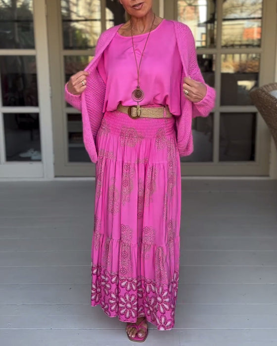 Round neck solid color loose T-shirt