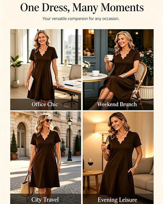 Short Sleeve Solid Dress