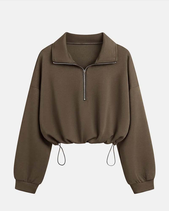 Zip Waist Long Sleeve Sweatshirts