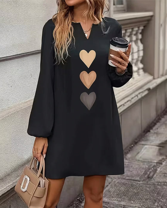 V-Neck Heart-Shaped Slimming Straight Dress