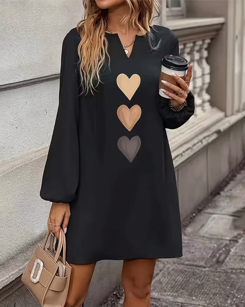 V-Neck Heart-Shaped Slimming Straight Dress