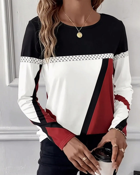 Casual Printed Crew Neck Long Sleeve T-Shirt