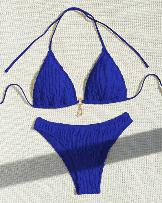 Sexy Solid Color Two-Piece Triangle Bikini