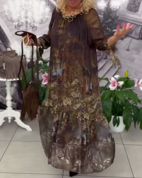 Elegant Floral Print Long Dress