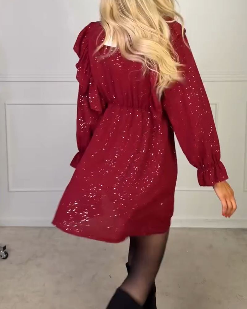 Stylish Solid Color V-Neck Dress