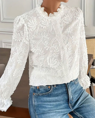 Embroidered Lace Long-Sleeved Blouse
