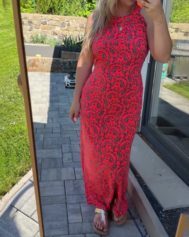 Halter Sleeveless Fitted Dress