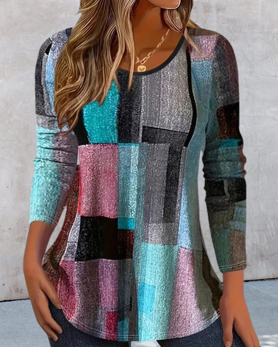 Casual Printed Long Sleeve Crew Neck T-Shirt