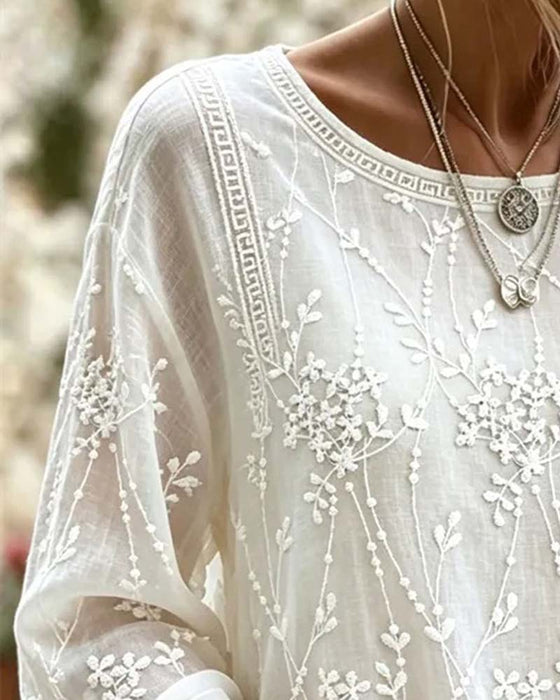 Three-Dimensional Flower Lantern Sleeve Blouse