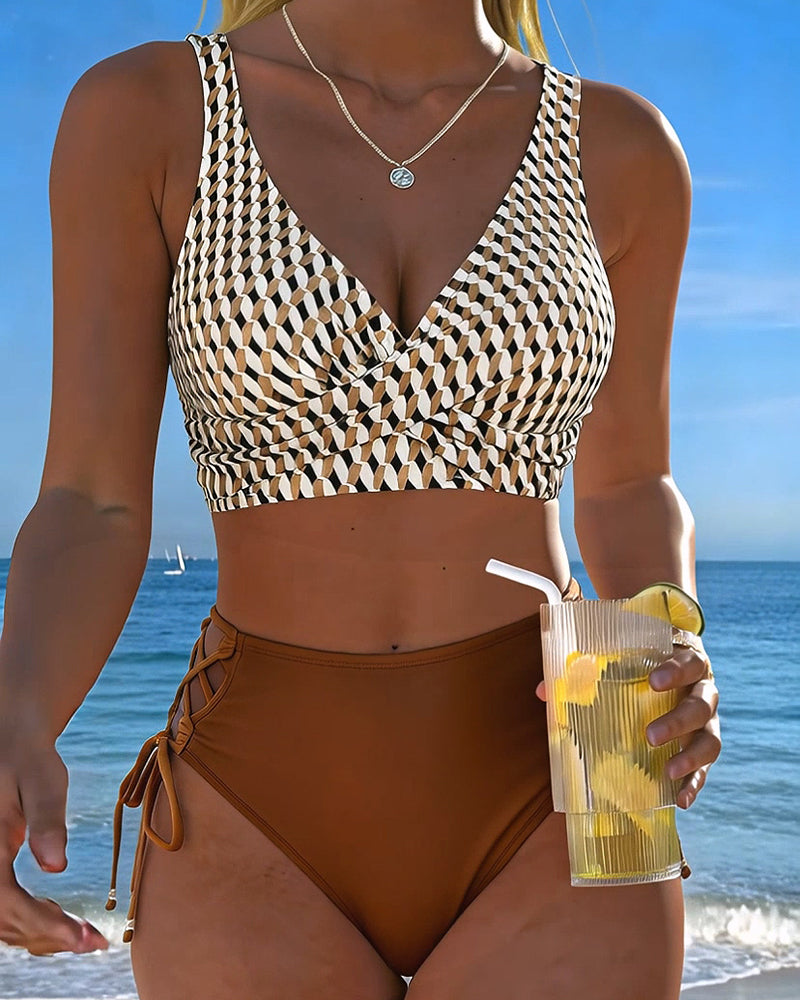Geometric Print Tie Bikini