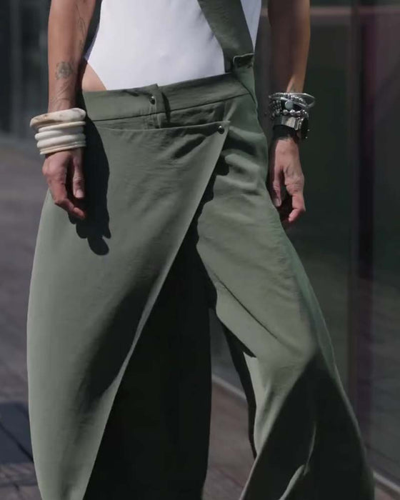 Irregular Shoulder Strap Design Jumpsuit