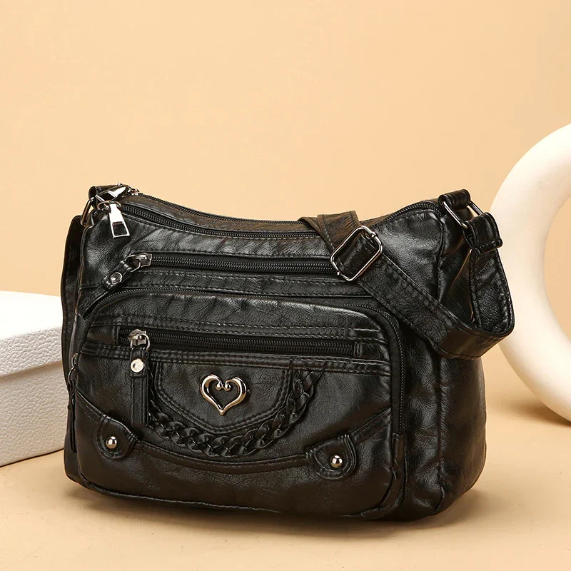 Women's Soft PU Leather Multi-Pocket Crossbody Bag