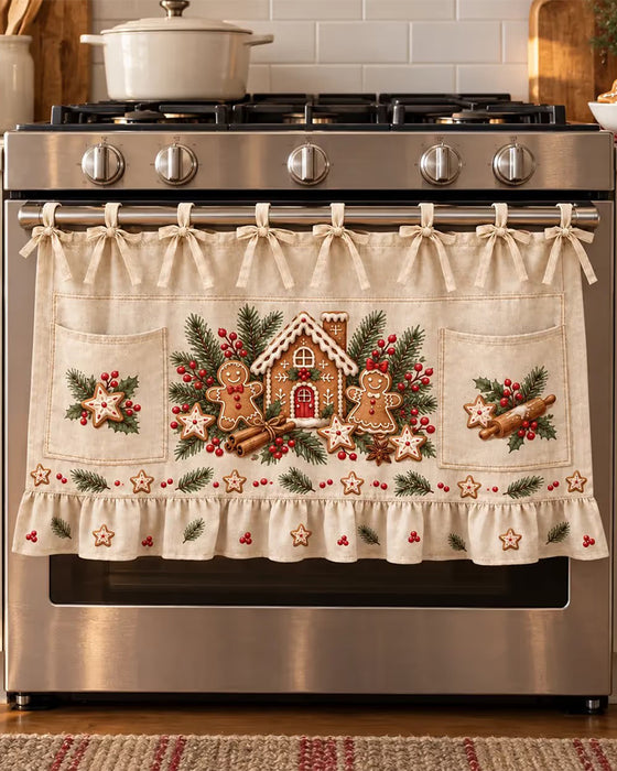 🎄 Christmas Kitchen Tie-On Skirt | Festive Holiday Designs with Pockets & Ruffled Trim ✨