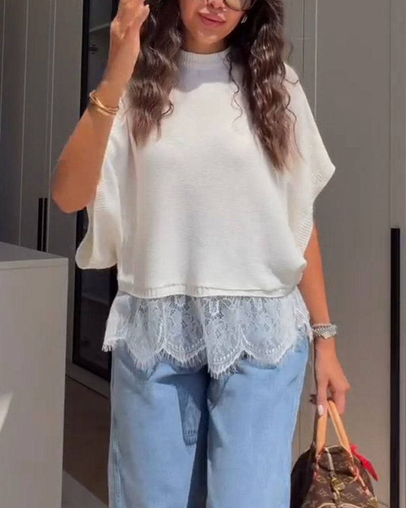 Crew Neck Casual Solid Pullovers