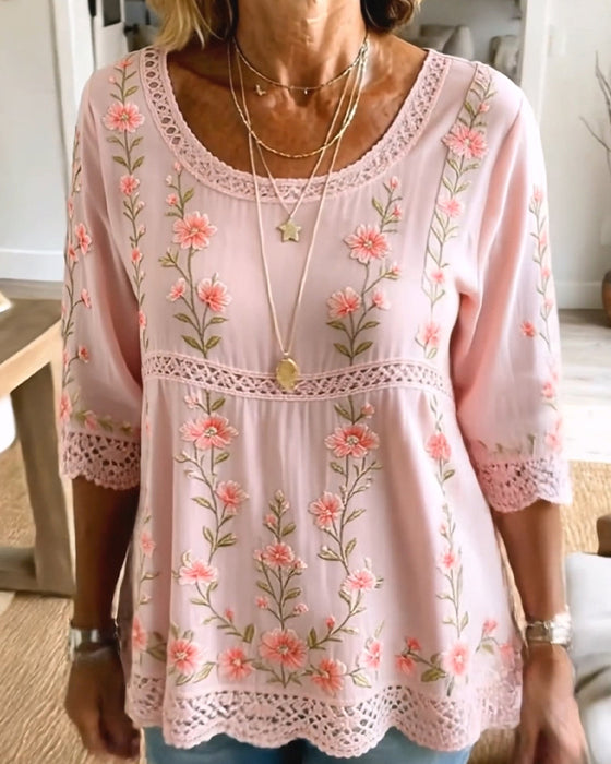 Floral Lace Babydoll Blouse