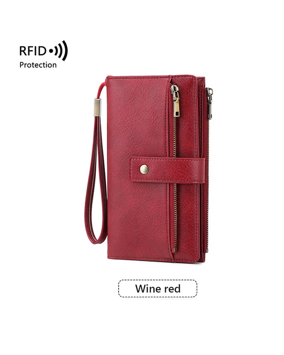Women's long wallet, stylish clutch, elegant solid color RFID blocking leather wallet👛