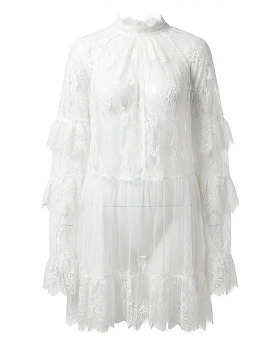 Elegant Hollow-Out Lace Dress