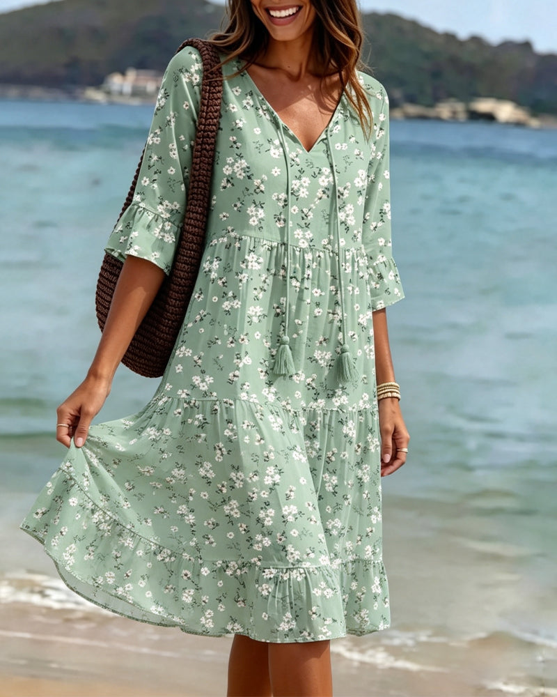 Floral V-Neck Strappy Dress