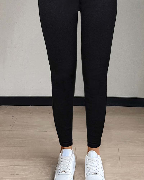 Women's Pocket Solid Skinny Casual Pant