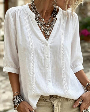 Solid Color Half Sleeve Blouse