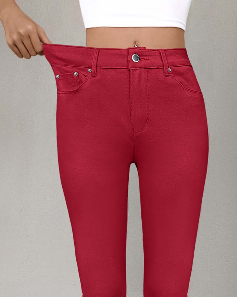 Women's Pocket Solid Skinny Casual Pant
