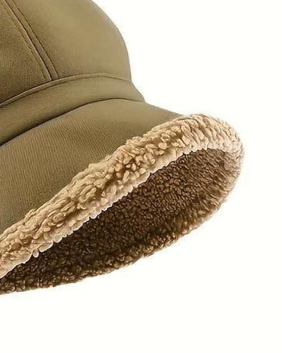 Women's Solid Color Plush Fisherman's Warm Hat
