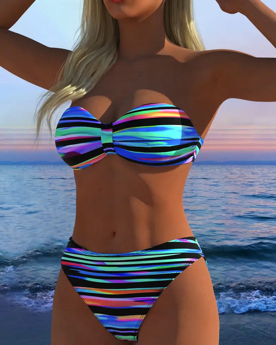 Sexy Rainbow Stripe Swimsuit