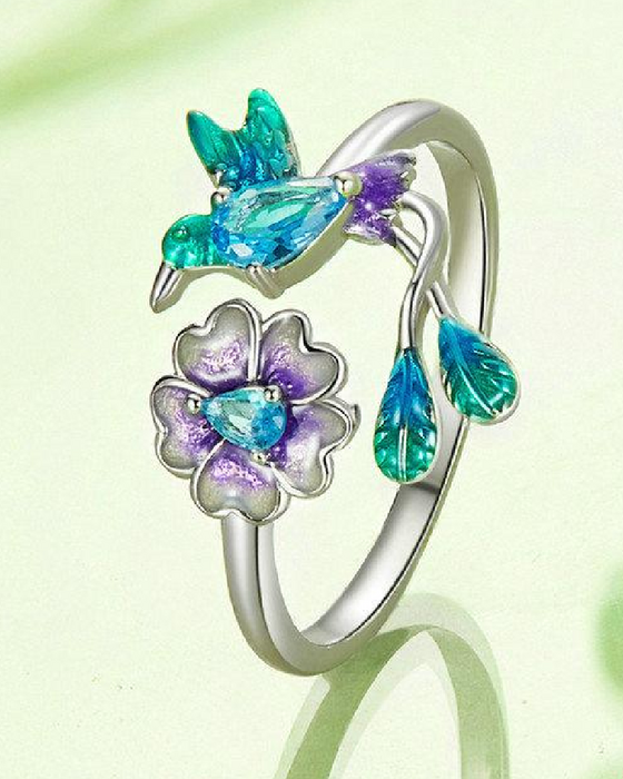 Flower & Bird Adjustable Ring