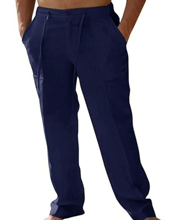 Solid Color Pocket Drawstring Beach Pant