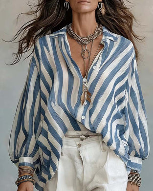Watercolor Stripe Loose Blouse