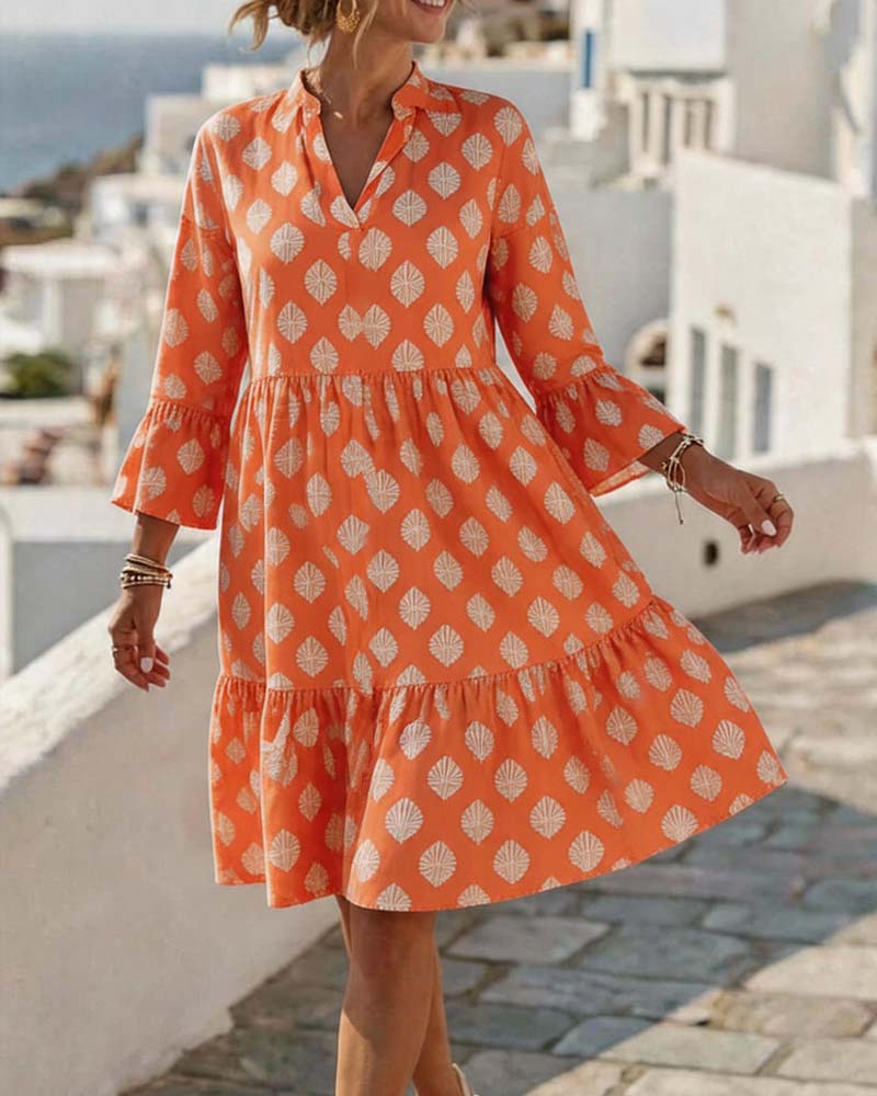 V-Neck Printed Dress