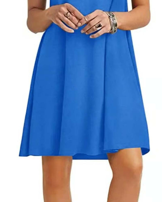 Ruffle Short Sleeve Round Neck Dress