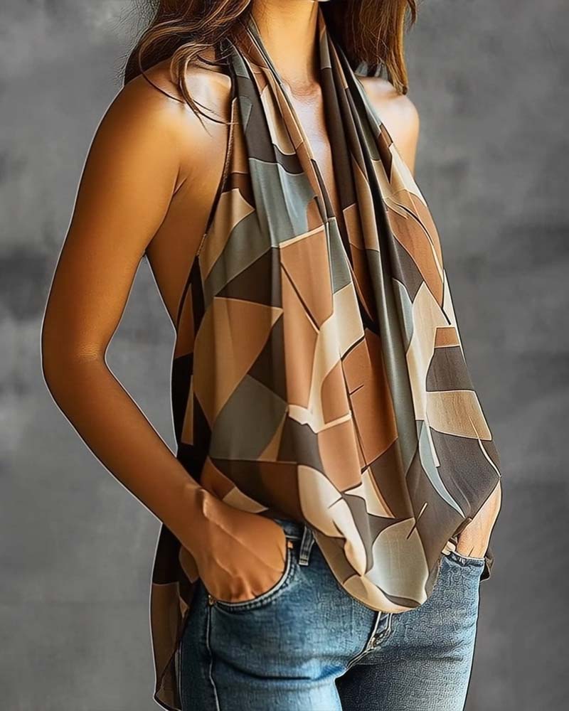 Elegant Printed Sleeveless Tank Top