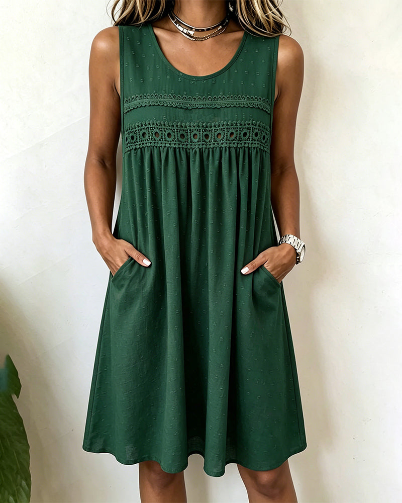 Cutout Lace Sleeveless Dress