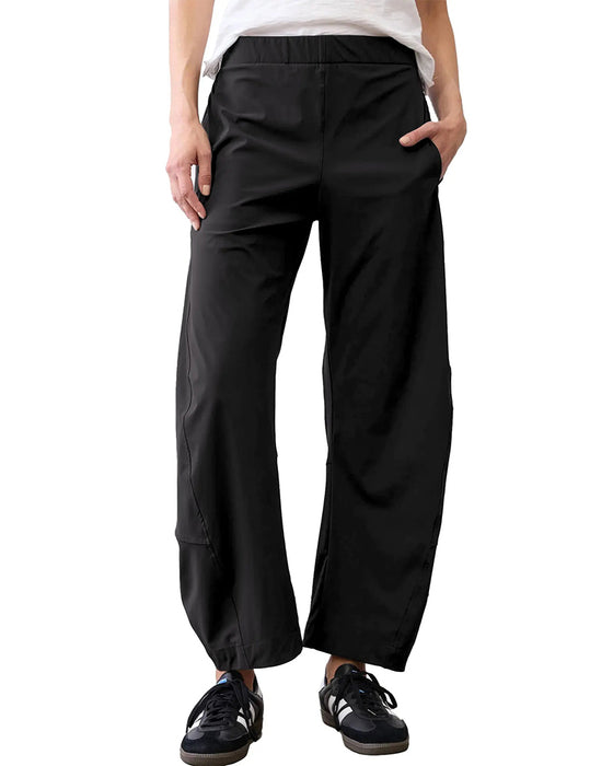 Solid Color Hanging Pocket Cropped Pants