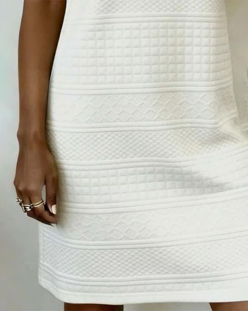 Three-Button Jacquard Straight Dress