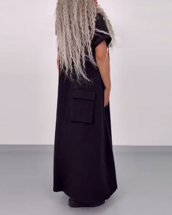 Solid Color Hooded Casual Sweater Dress