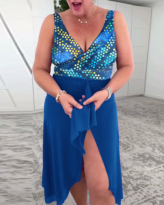 Polka Dot Print Hip Swimsuit