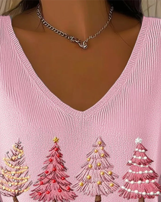 V-Neck Pullover Long-Sleeved Jumper