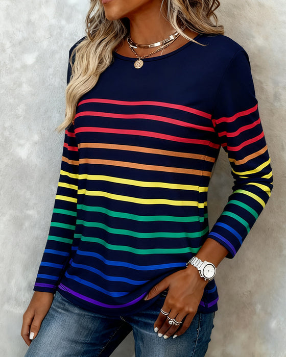 Rainbow Striped Print Top